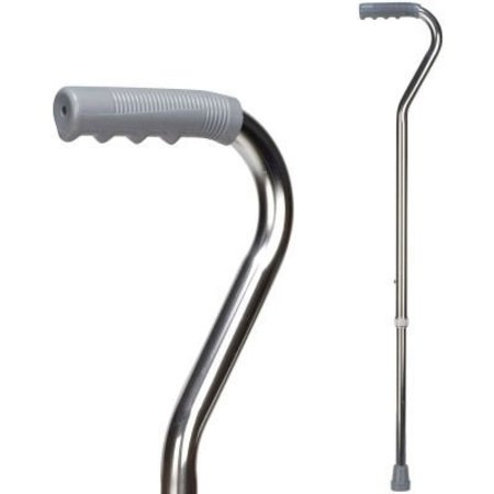 HEALTHSMART DMI Deluxe Lightweight Adjustable Walking Cane with Offset Hand Grip, Slip Resistnace, Silver 502-1305-0600